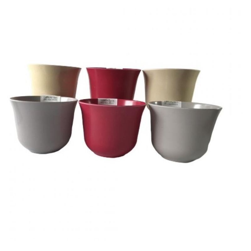 DECOGREEN - Set de 6 Maceteros Biodegradables Curvo 2 blancos, 2 gris, 2 purpura