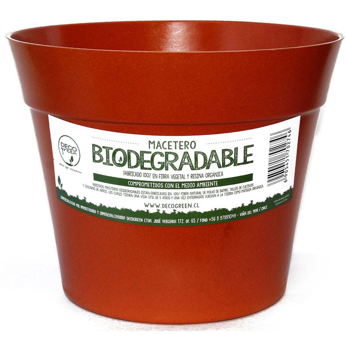DECOGREEN - Macetero de Bamboo Biodegradable Decogreen Clásica-Terracota 25x25x17
