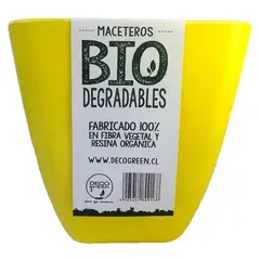 DECOGREEN - Macetero de Bamboo Biodegradable Cuadrado-Amarillo 133x133x124
