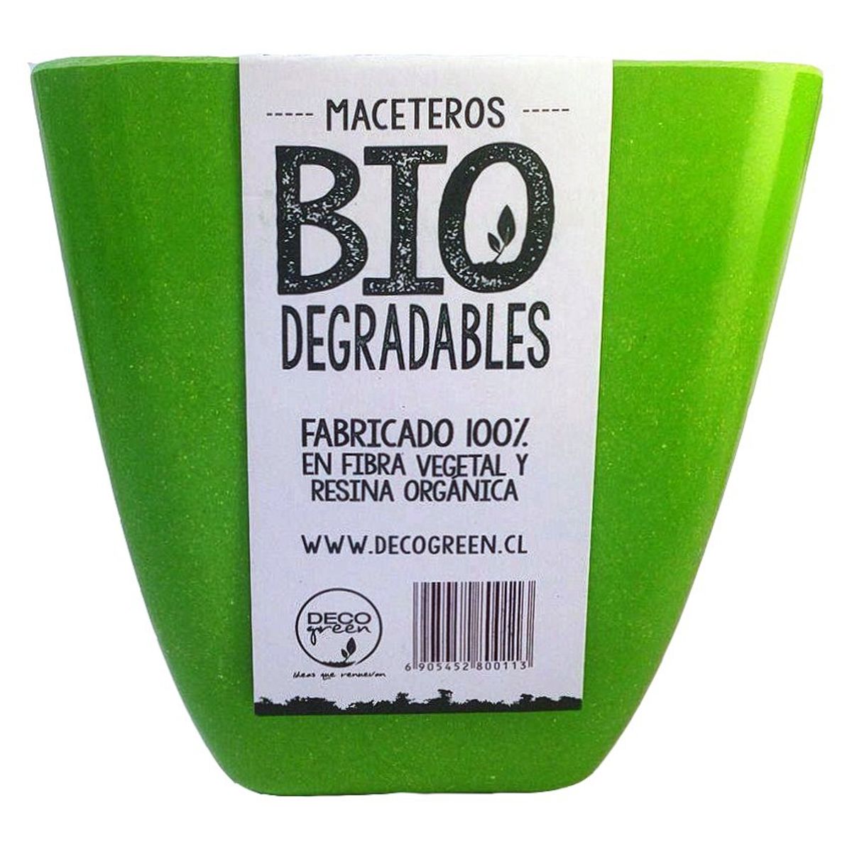 DECOGREEN - Macetero de Bamboo Biodegradable Decogreen Cuadrado-Verde 133x133x124