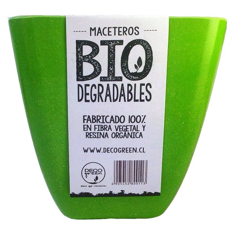 DECOGREEN - Macetero de Bamboo Biodegradable Decogreen Cuadrado-Verde 133x133x124