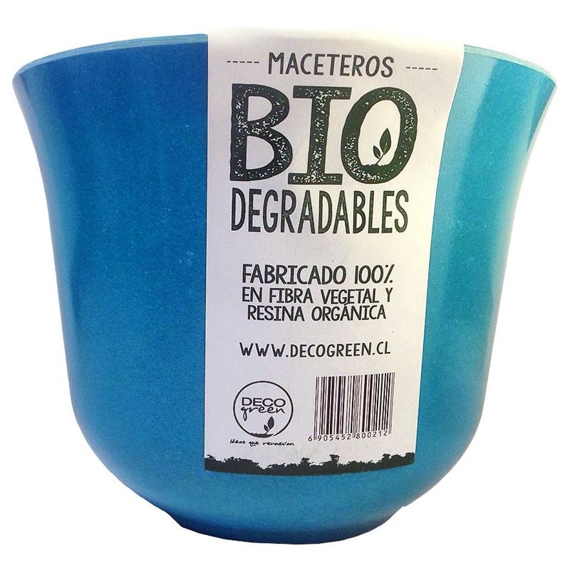 DECOGREEN - Macetero de Bamboo Biodegradable Decogreen Curvo - Turquesa  16.5x16.5x13