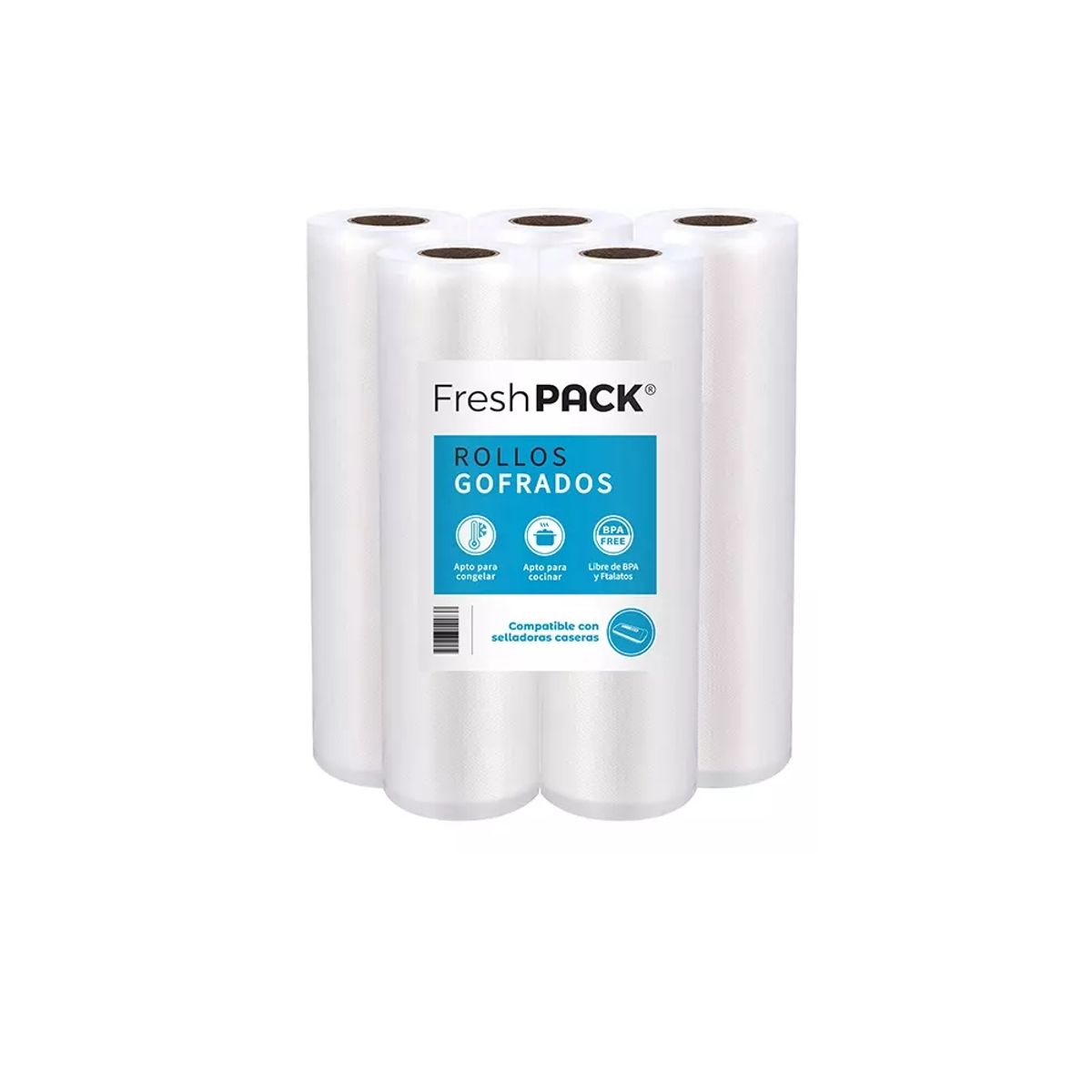 FRESHPACK - 5 Rollos Vacio 17cm X 5mts Para Selladora Casera