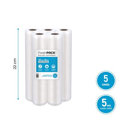 Imagen 2 del producto 5 Rollos Vacio 22cm X 5mts Para Selladora Casera