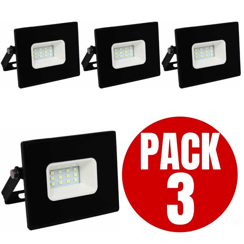 GENERICO - Foco Proyector Led 10w Exterior. Pack 3 Unidades -LUZ FRIA- WANT