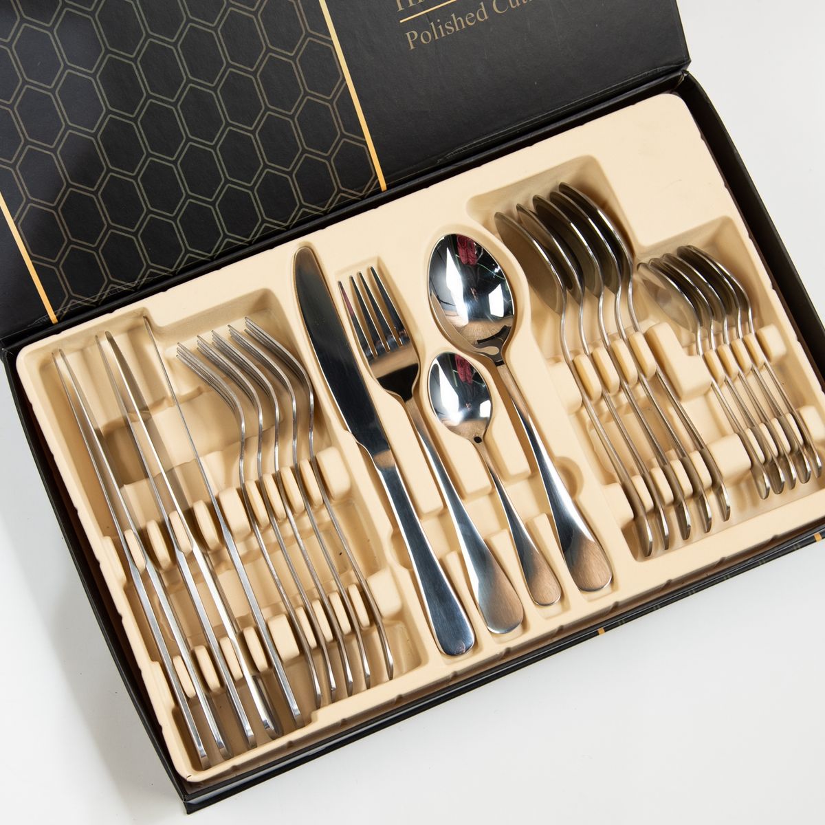 NECTAR - Juego de Cubiertos 24 Piezas Acero Inoxidable con Estuche Elegante para 6 Personas