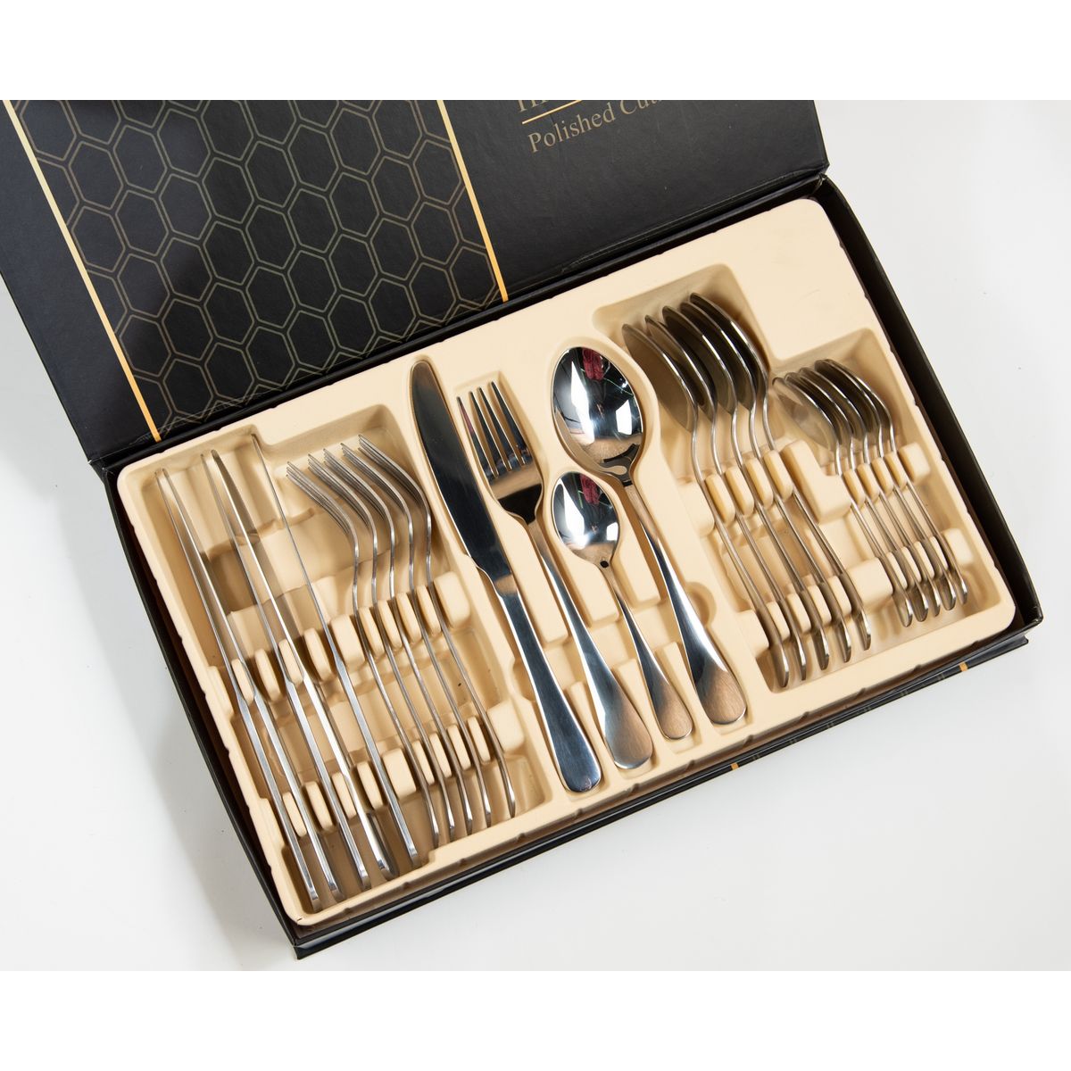 NECTAR - Juego de Cubiertos 24 Piezas Acero Inoxidable con Estuche Elegante para 6 Personas