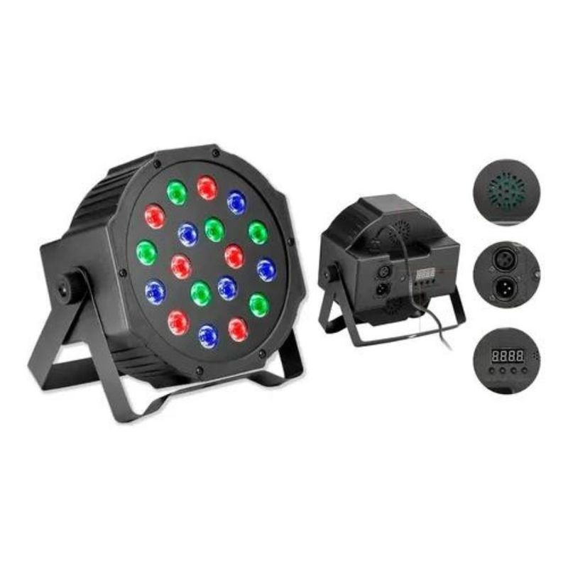 GENERICO - Foco Slim Par 64rgb Fuente Luz 18 Pcs Control Dmx