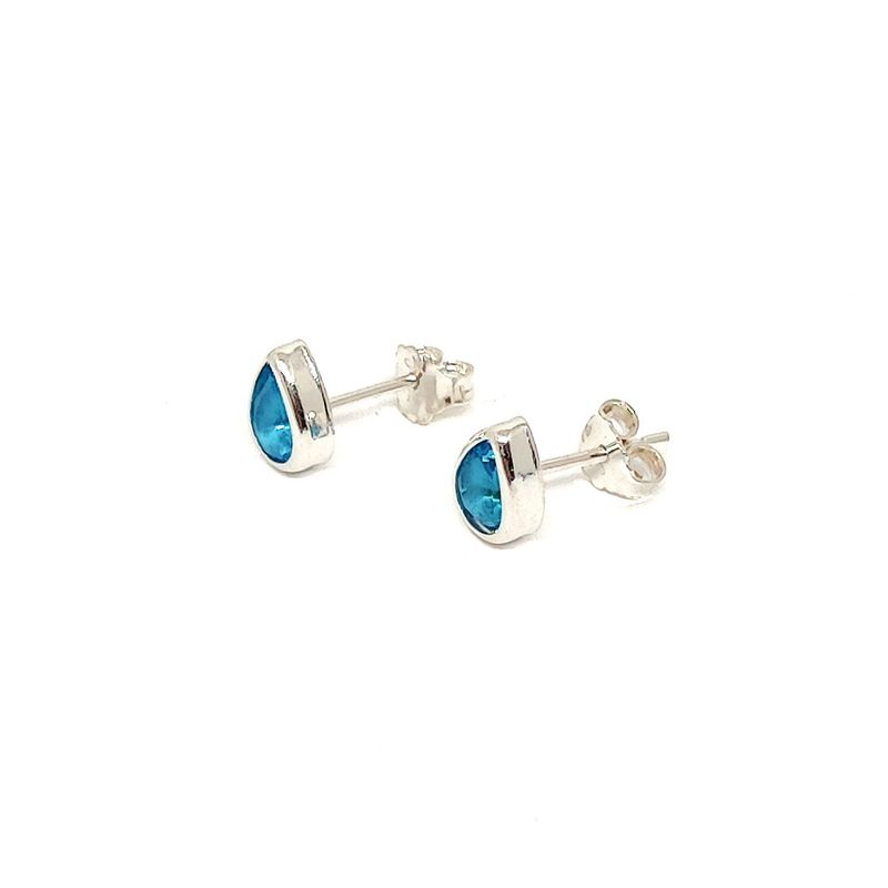 ANDREA COGGIOLA JOYAS - Aros Gota Circón Celeste Plata Fina 925