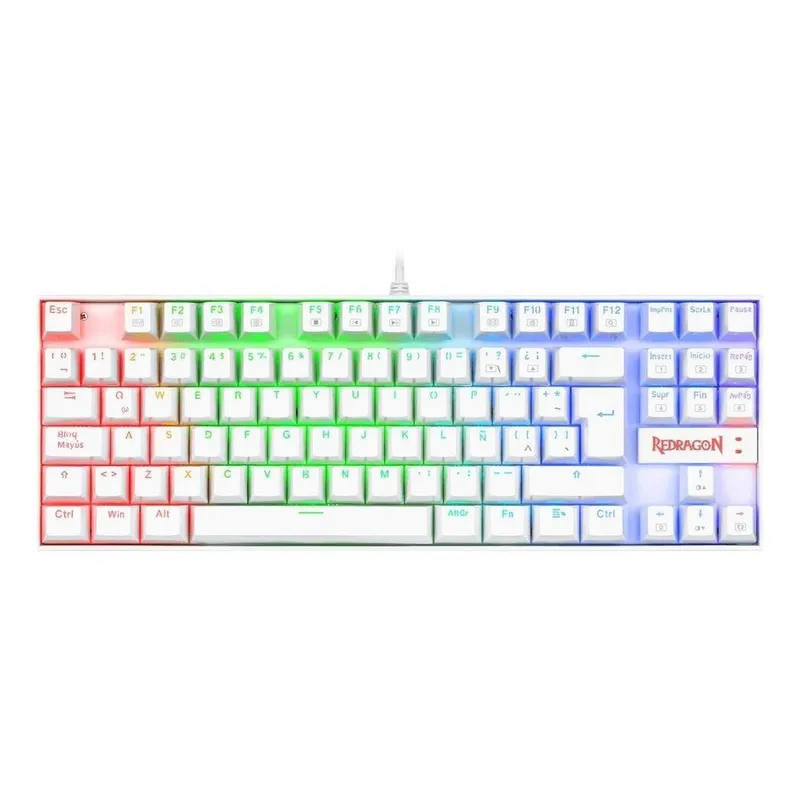 REDRAGON - TECLADO GAMER MECANINO RGB KUMARA BLANCO CON LUZ K552W-RGB-SP REGRAGON
