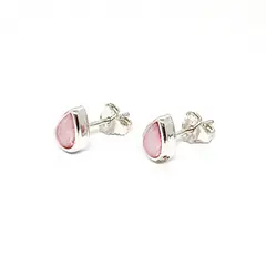 ANDREA COGGIOLA JOYAS - Aros Gota Circón Rosado Plata Fina 925