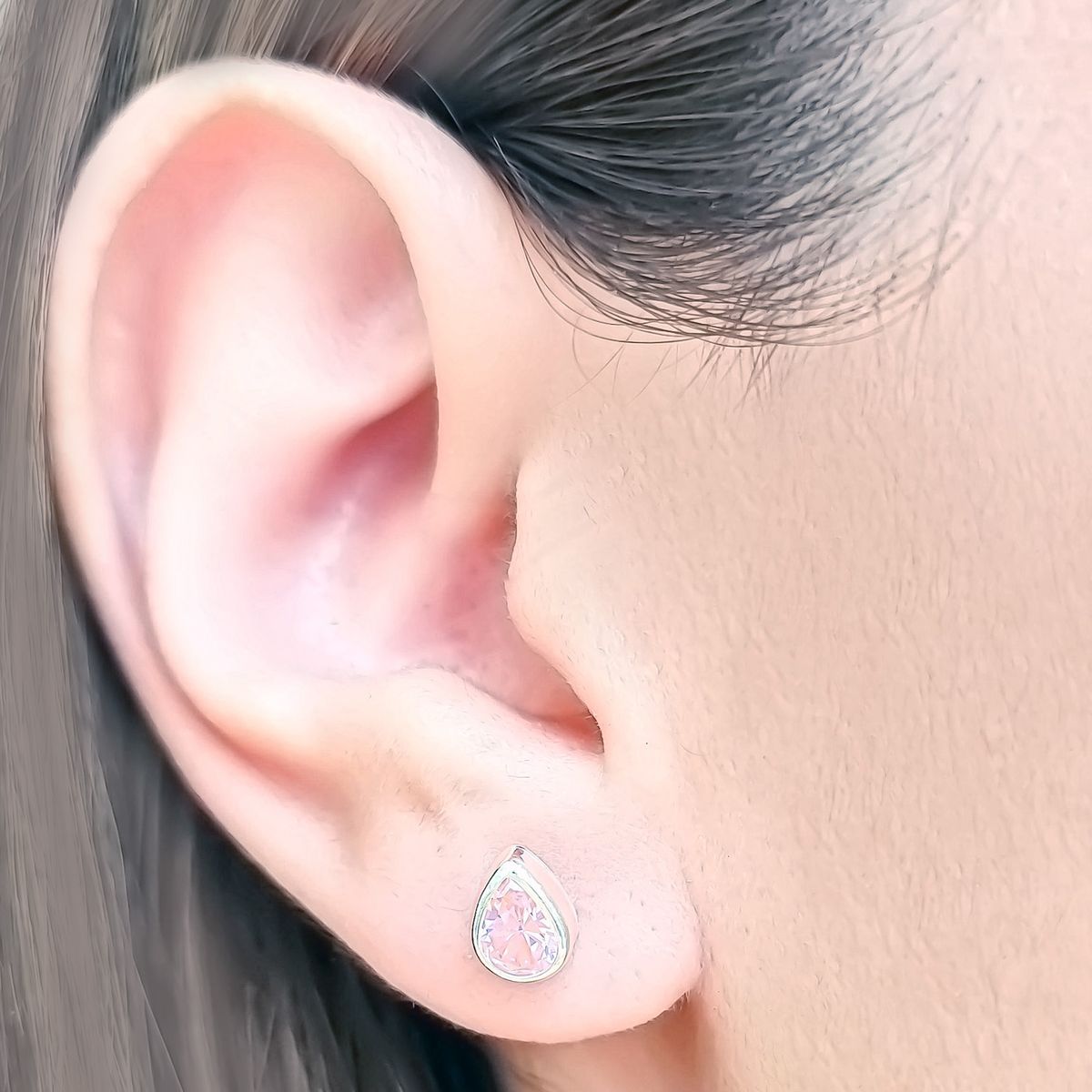 COGGIOLA - Aros Gota Circón Rosado Plata Fina 925