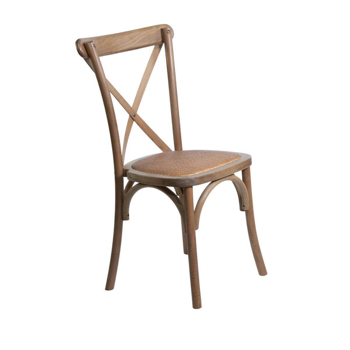 NECTAR - Silla Cruceta de Madera de Haya y Ratán Natural Estilo Clásico y Atemporal 50x50x91cm