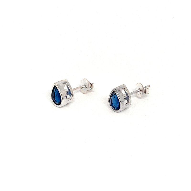 ANDREA COGGIOLA JOYAS - Aros Punto De Luz Gota Circón Azul Plata Fina 925