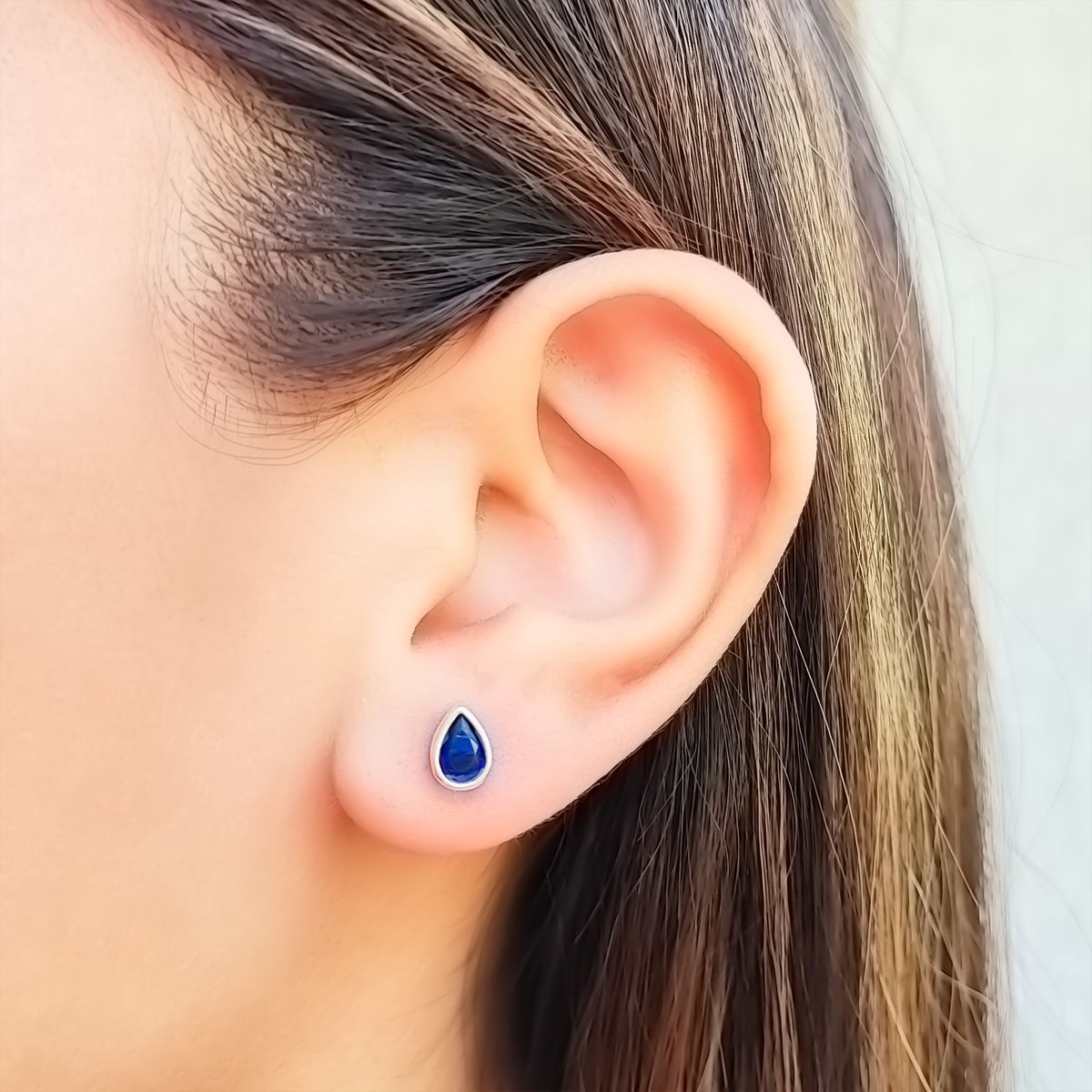 COGGIOLA - Aros Punto De Luz Gota Circón Azul Plata Fina 925