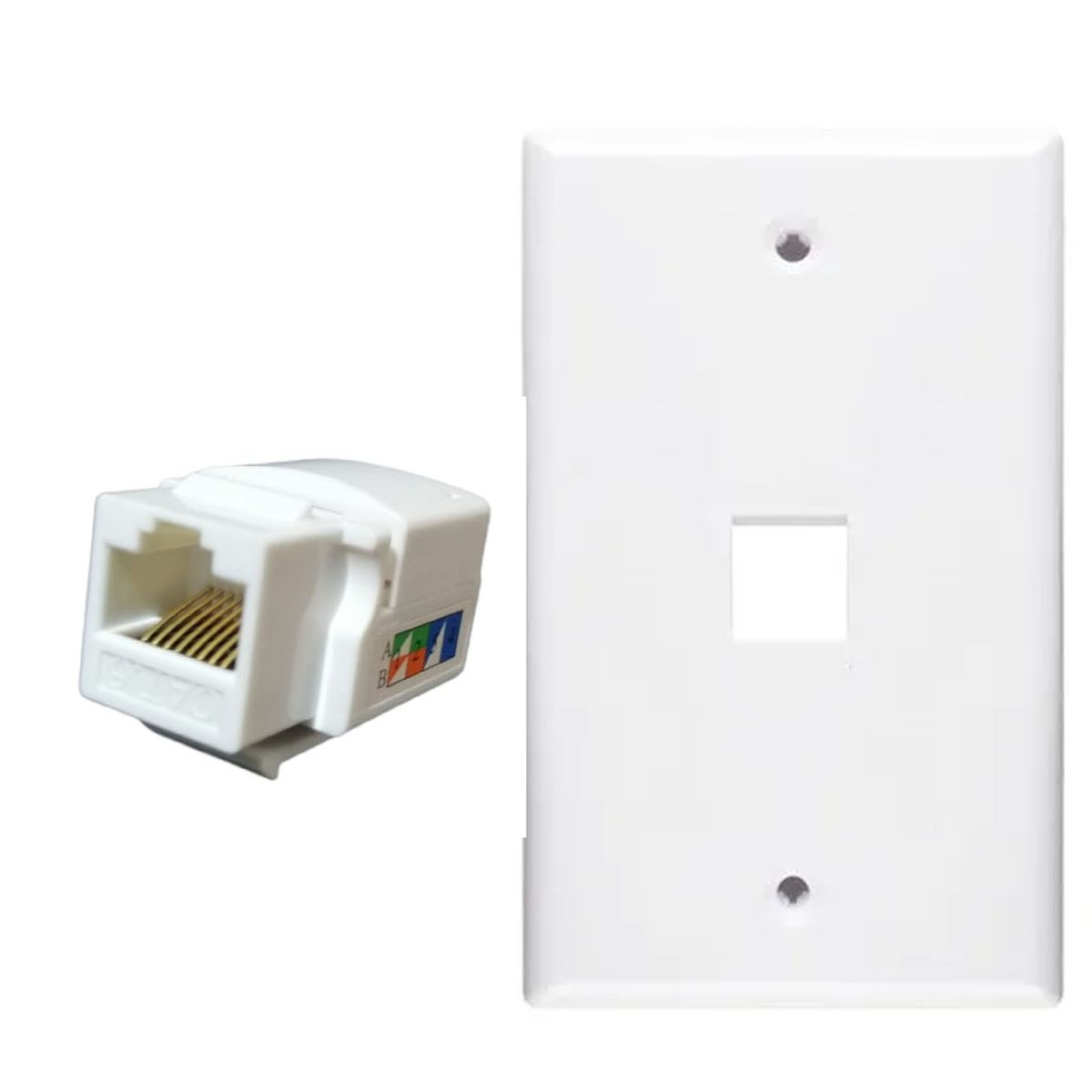 GENERICO - KIT MODULO RJ45 CAT5E + PLACA A MURO 1 MODULO