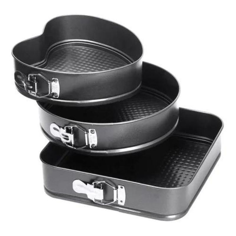 GENERICO - Set 3 Moldes para Hornear Torta Antiadherente Desmontable