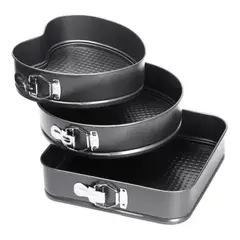 GENERICO - Set 3 Moldes para Hornear Torta Antiadherente Desmontable.
