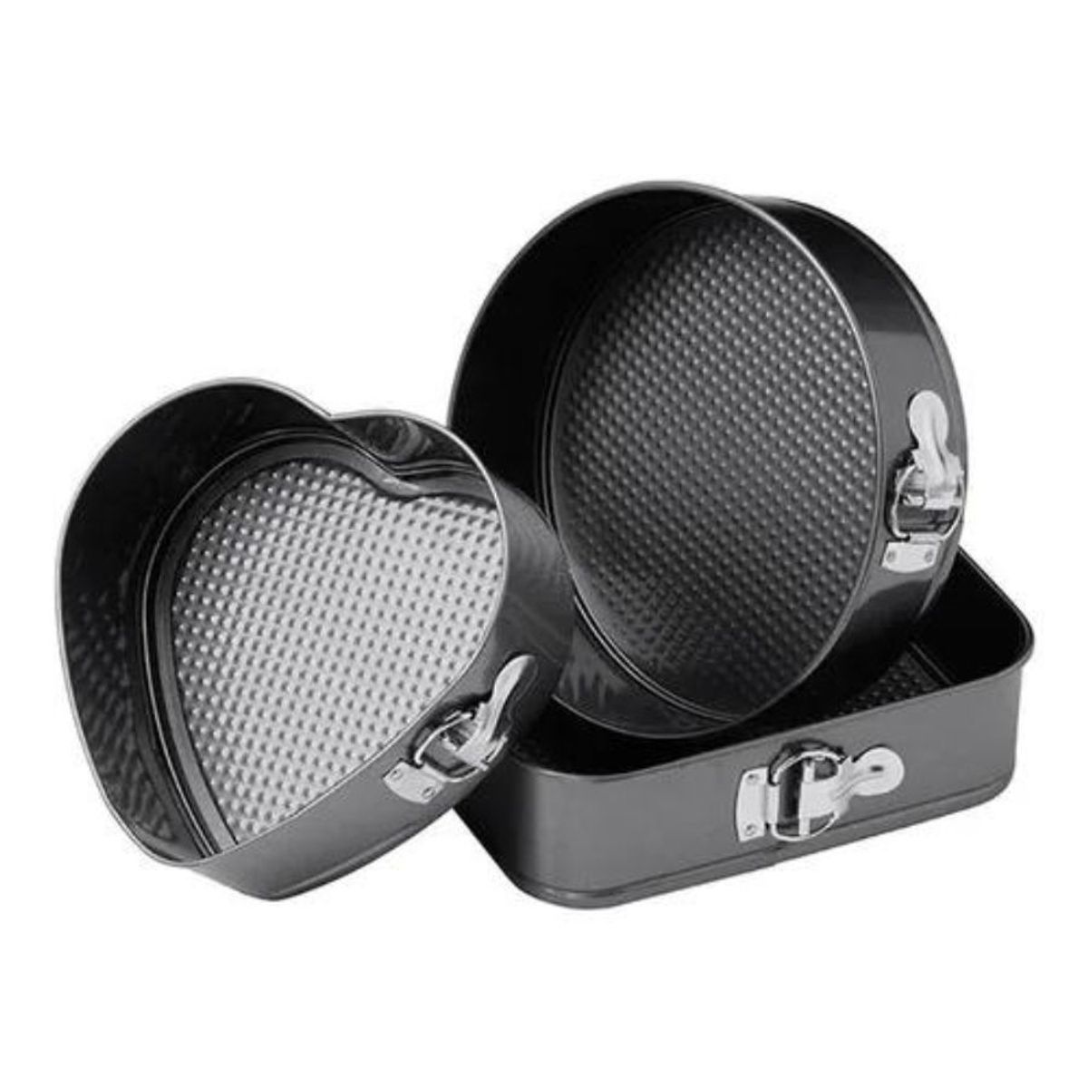 GENERICO - Set 3 Moldes para Hornear Torta Antiadherente Desmontable