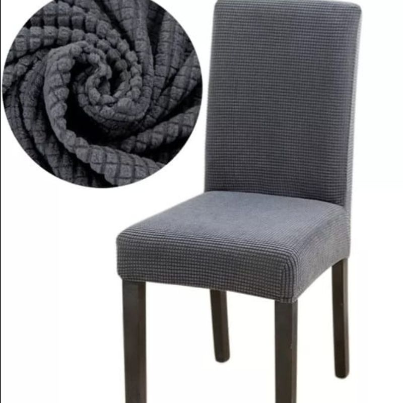 GENERICO - Pack De 6 Fundas Para Sillas De Comedor Tela Cuadrille Gris