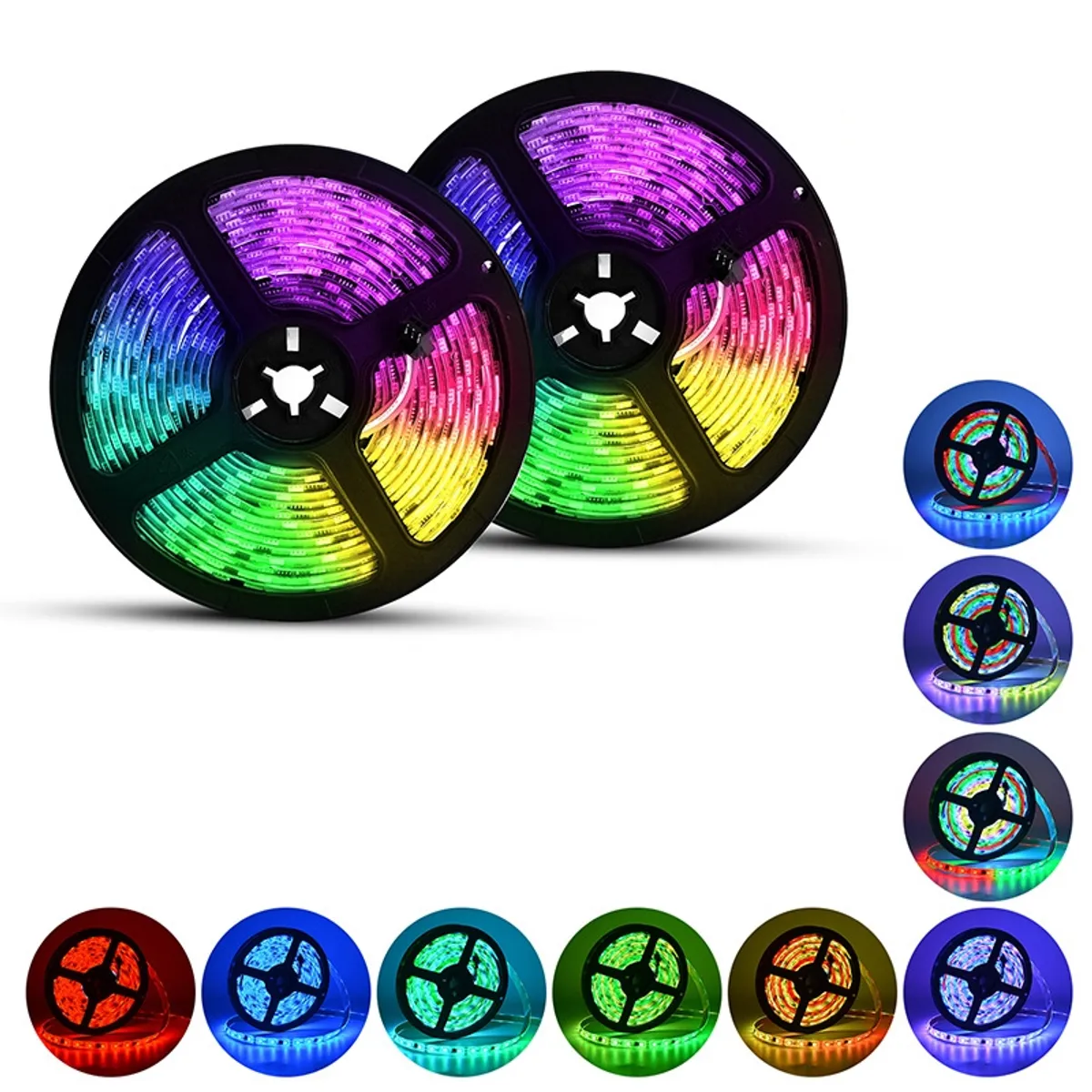 KUANGYE - Tira Luces Led  5m Rgb 5050 Multicolor Con Control