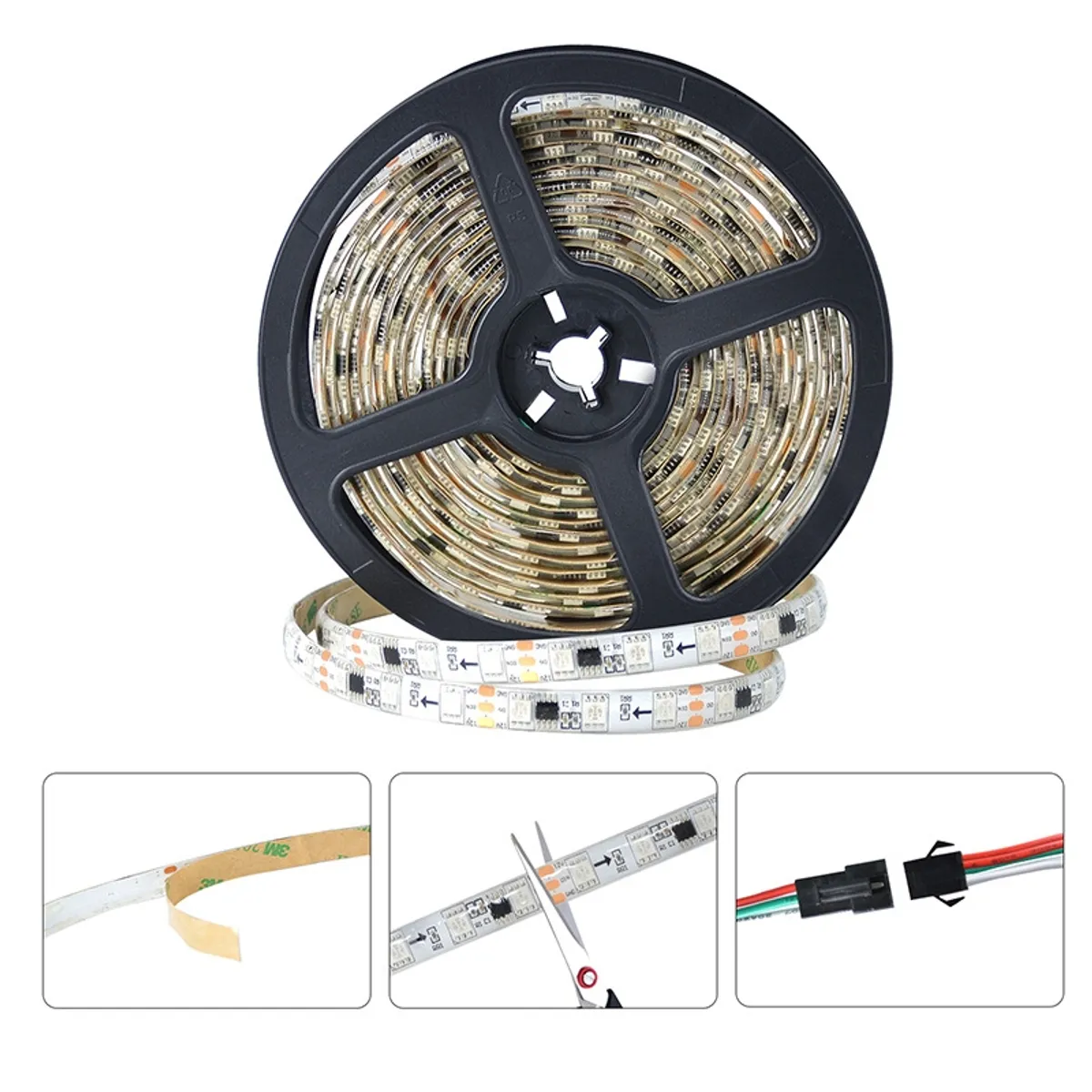 KUANGYE - Tira Luces Led  5m Rgb 5050 Multicolor Con Control
