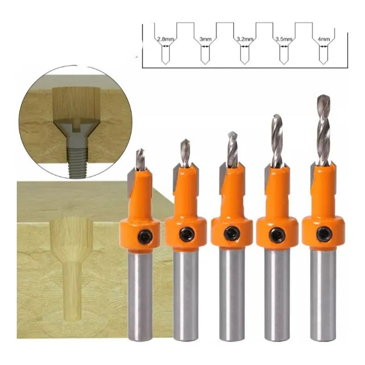 KUANGYE - 5 Avellanadores Brocas Madera- Herramienta Carpintería