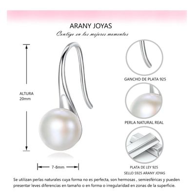 Imagen 2 del producto Aros Plata Con Perla Natural Blanca