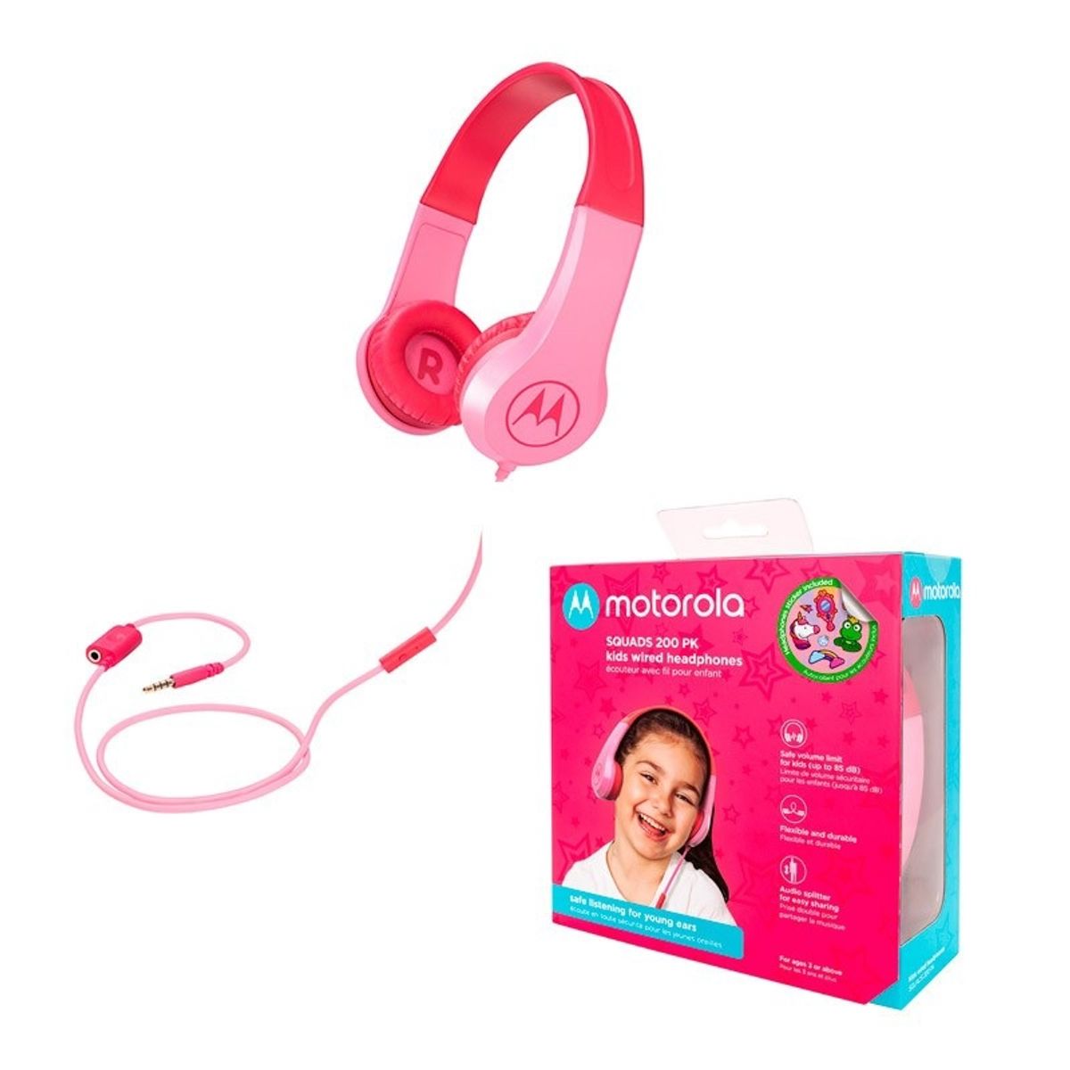 MOTOROLA - Audífonos Para Niños Rosado Motorola Squads 200