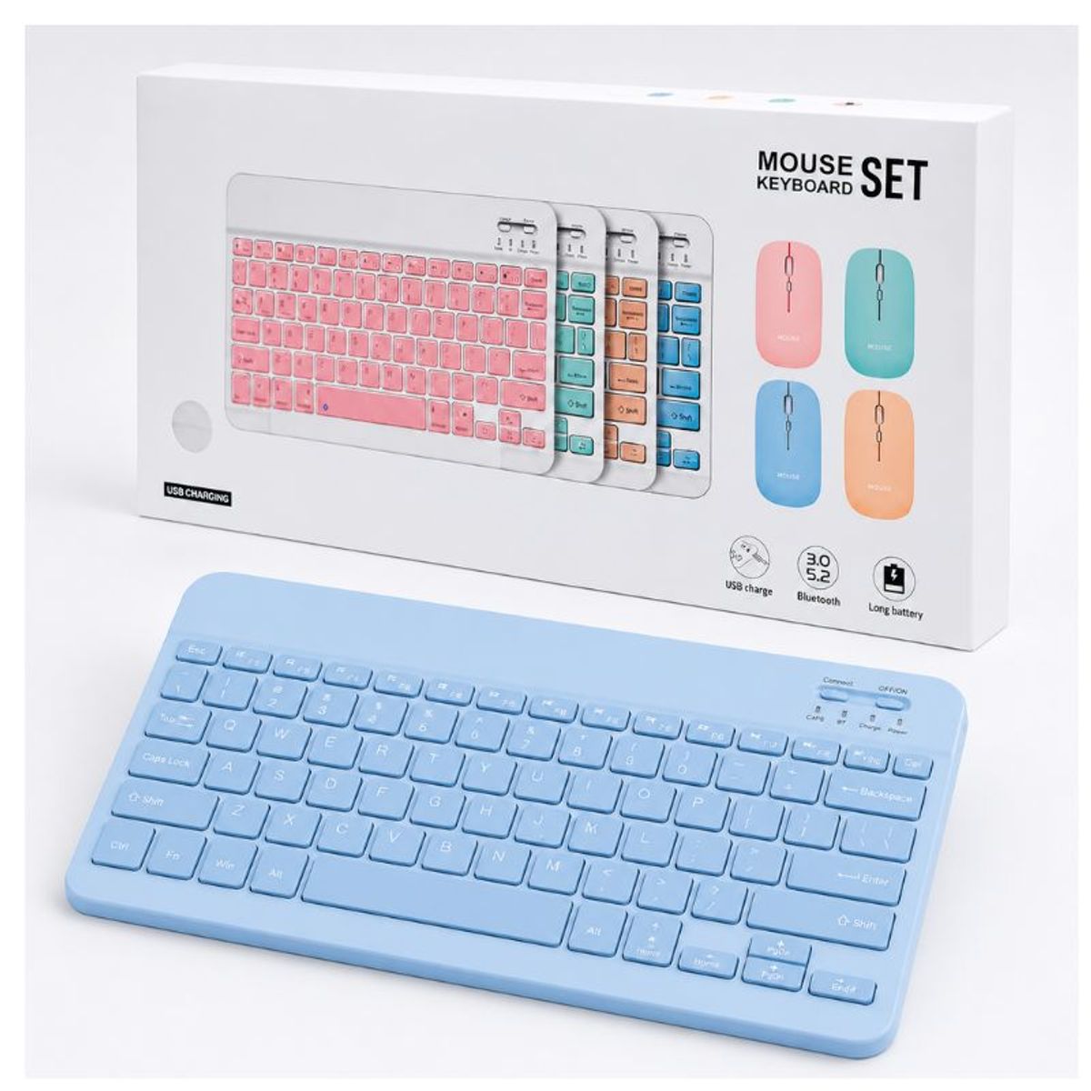 GENERICO - Kit de teclado mouse para iPad o Tablet Android Slim Celeste
