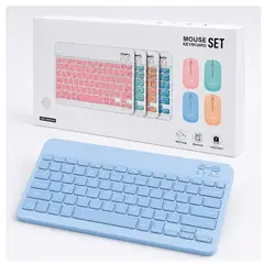 GENERICO - Kit de teclado mouse para iPad o Tablet Android Slim Celeste