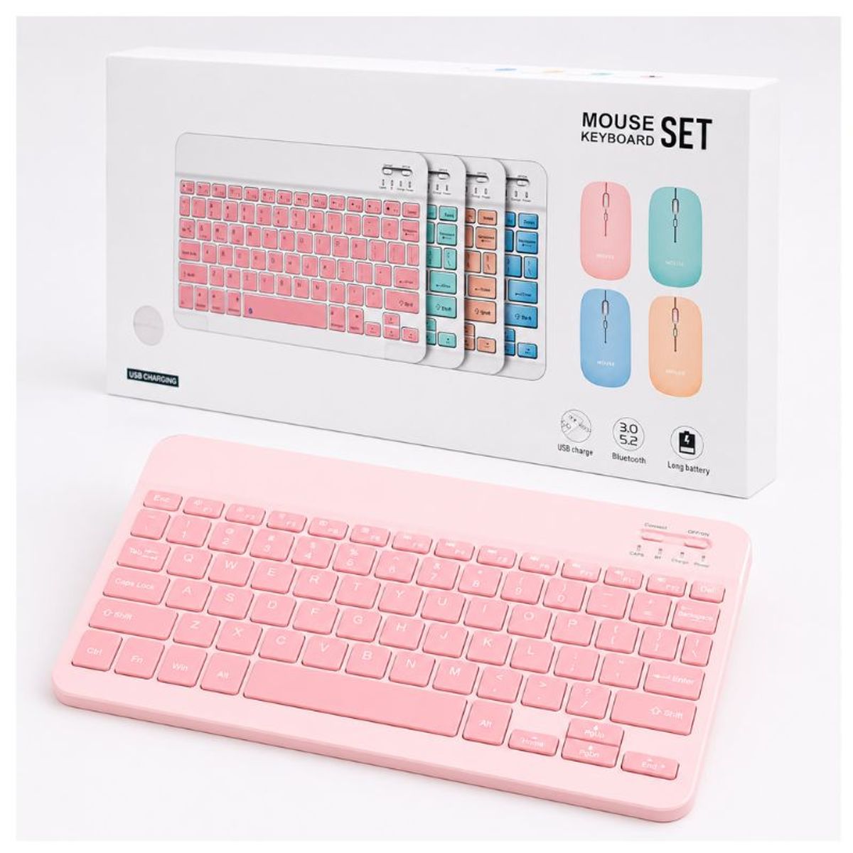 GENERICO - Kit de teclado mouse para iPad o Tablet Android Slim Rosado