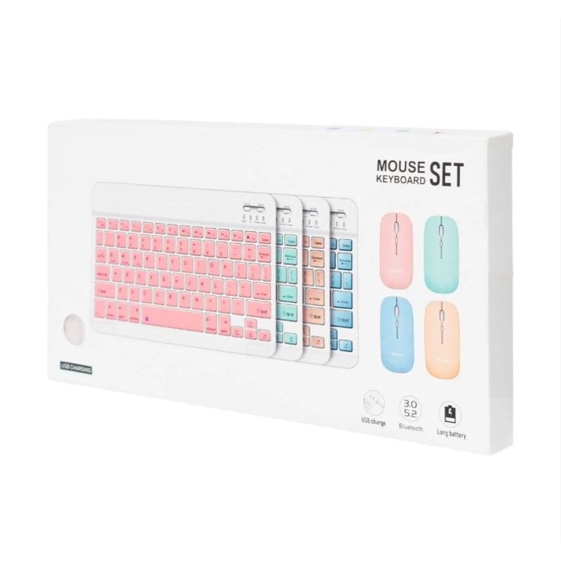 GENERICO - Kit de teclado mouse para iPad o Tablet Android Slim Rosado