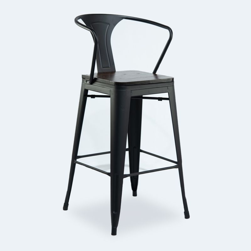 NECTAR - Silla de Bar Tolix asiento de Madera