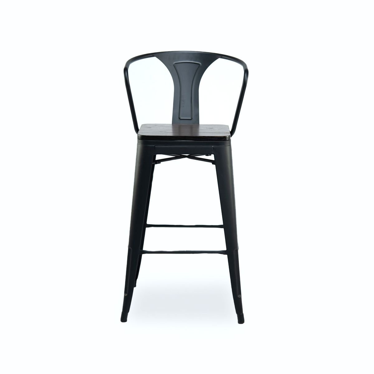 NECTAR - Silla de Bar Acero Laminado con Madera  Estilo Industrial Negra