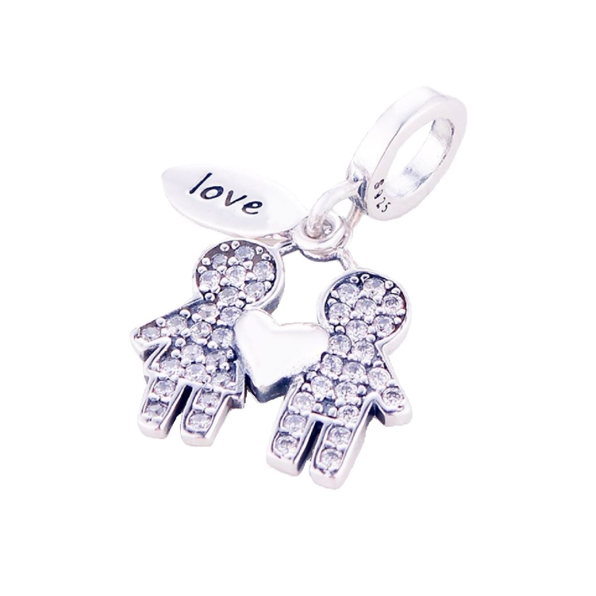 SILVER HEART - Charm Pareja Niña y Niño en Plata Fina 925 SILVER HEART