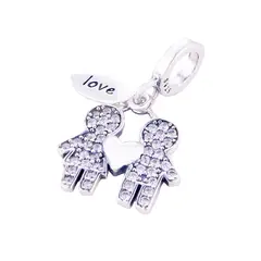 SILVER HEART - Charm Pareja Niña y Niño en Plata Fina 925