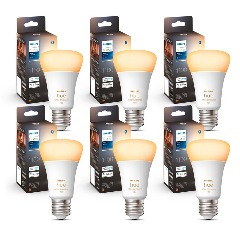 PHILIPS - Pack Philips Hue 6 Ampolletas LED E27 Luz Fria & Calida 8w