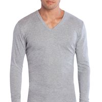 Camiseta Cuello V Manga Larga Gris