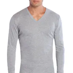 TAIS - Camiseta Cuello V Manga Larga Gris