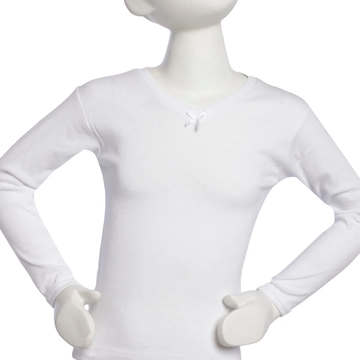 TAIS - Camiseta Cuello V Manga Larga Blanco Tais