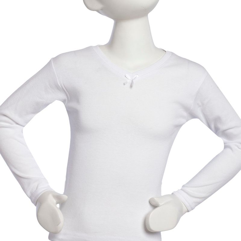 TAIS - Camiseta Cuello V Manga Larga Blanco Tais