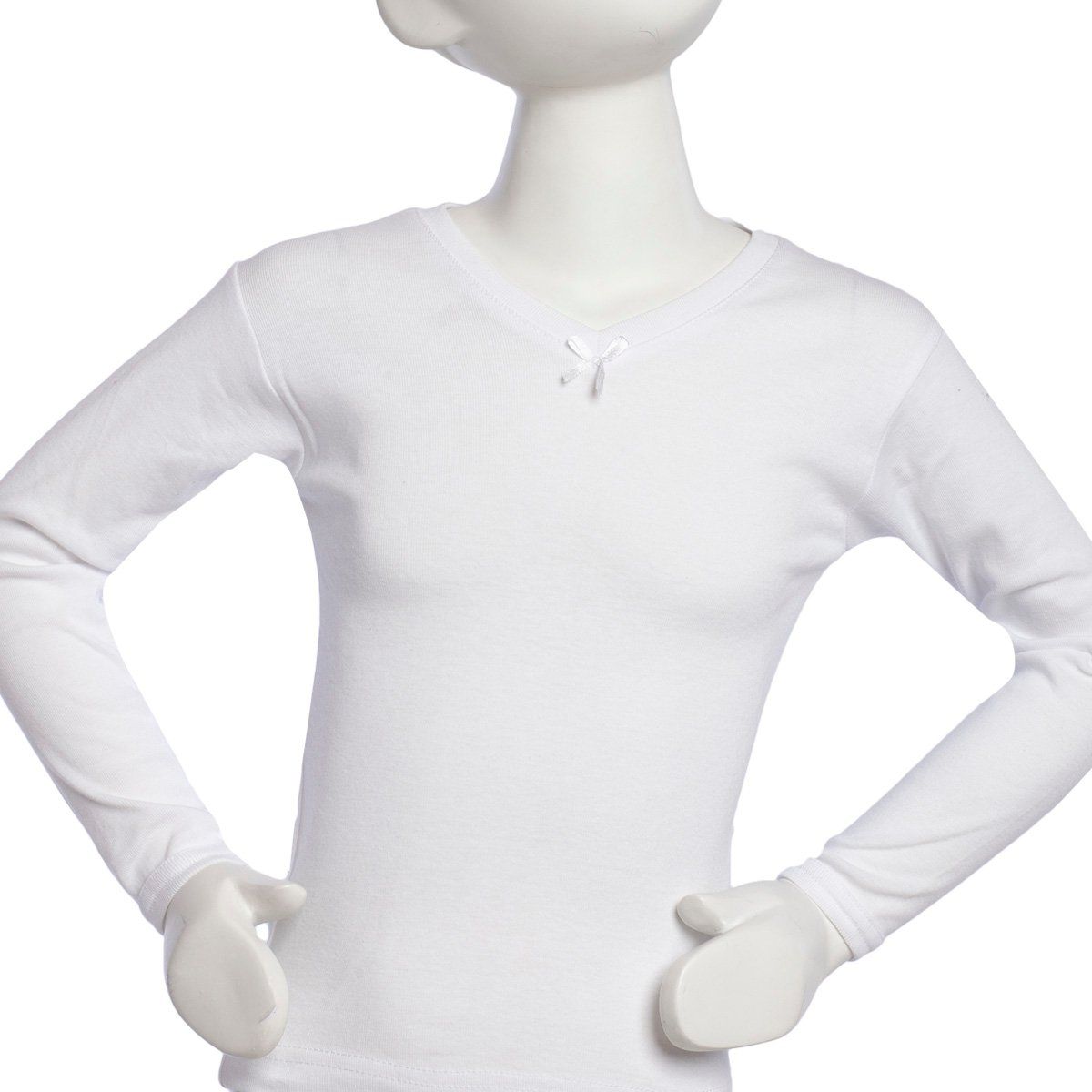 TAIS - Camiseta Cuello V Manga Larga Blanco Tais