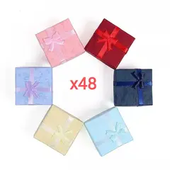 GENERICO - Pack 48 Cajas Cartón Para Joyas Anillos Aros Medidas 4x4cm