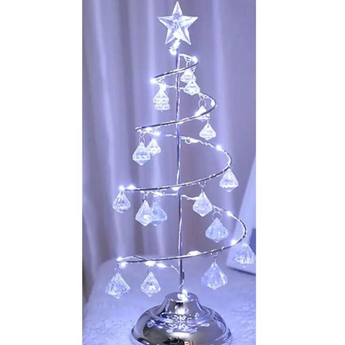 BOHEMIK - Árbol de Navidad metálico Plateado con guia de luz led