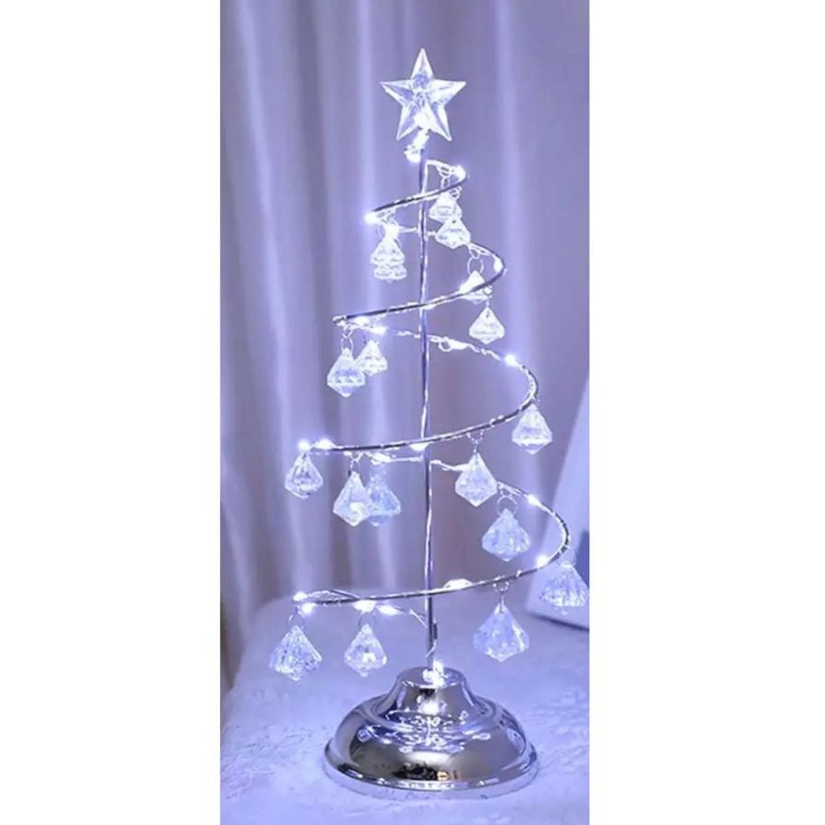 BOHEMIK - Árbol de Navidad metálico Plateado con guia de luz led