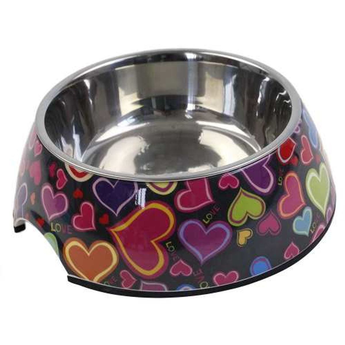 MASCAN - Plato Melamina Motivo Redondo Negro Talla M Perro Mascan