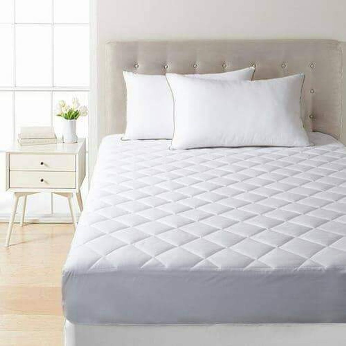 GENERICO - Cubrecolchón impermeable Blanco 2p + 02 fundas de almohada.