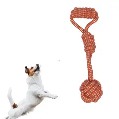 GENERICO - Juguete cuerda de algodón con pelota para mascotas naranjo