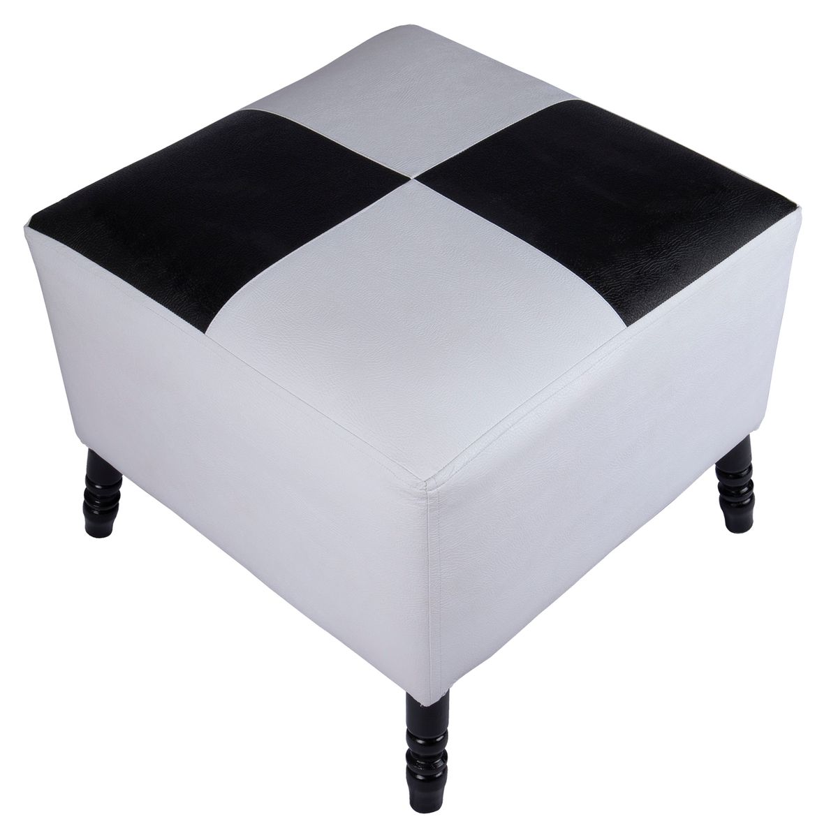 GENERICO - Pouf Alejandro Blanco Negro 54x54x44 cm Máxima Design